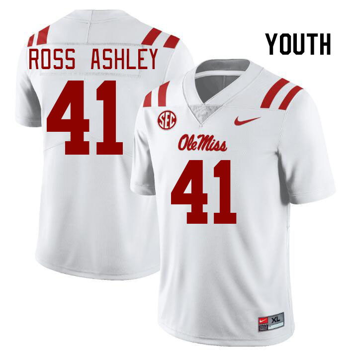 Youth #41 John Ross Ashley Ole Miss Rebels College Football Jerseys Stitched Sale-White - Click Image to Close